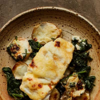 Cod, spinach and potato gratin